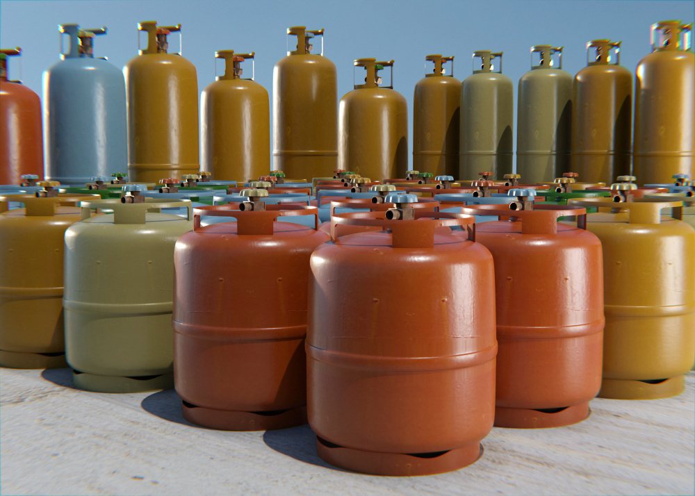 Multiple LPG cylinders ready for supply