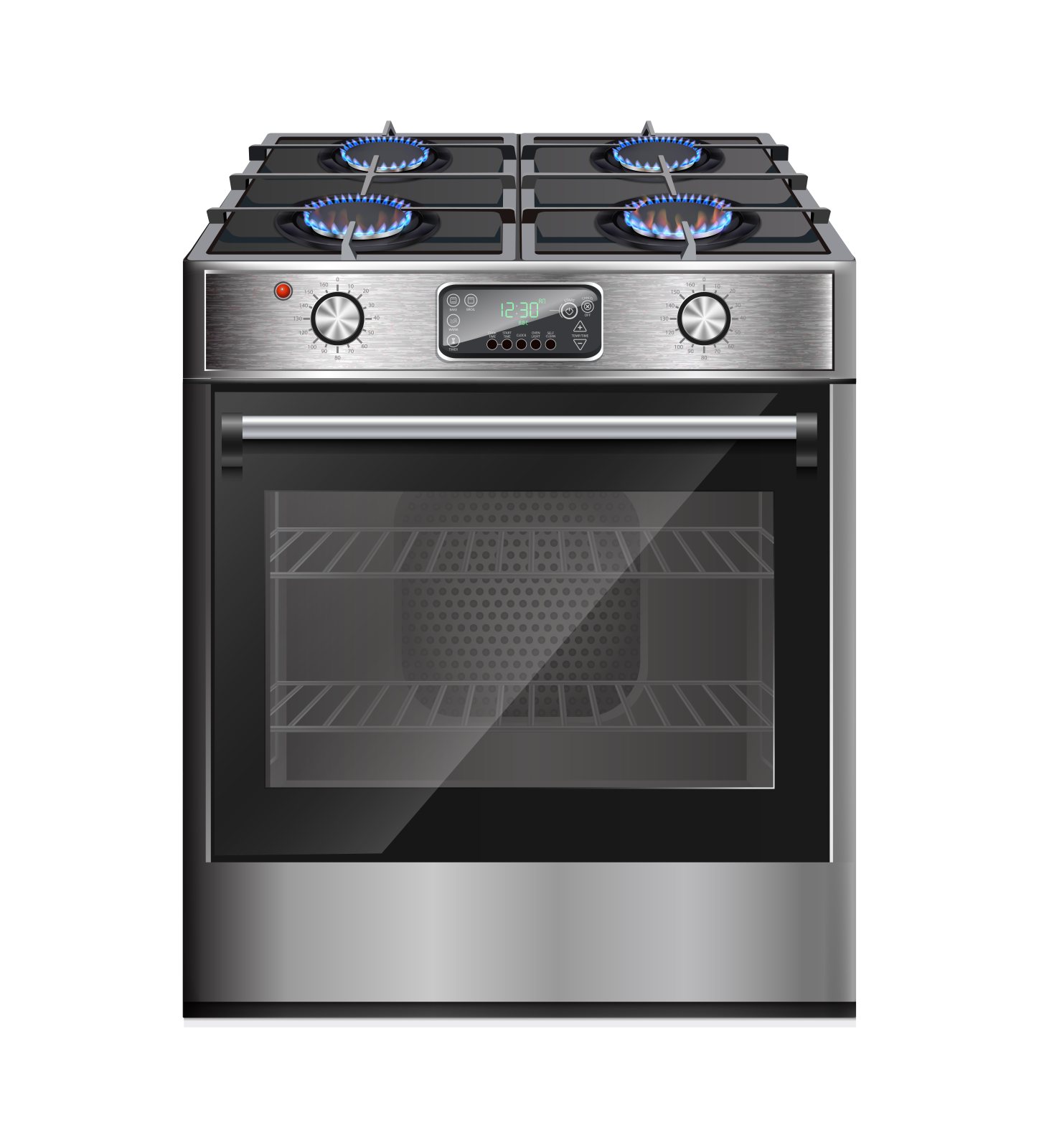 Gas stove with blue flames