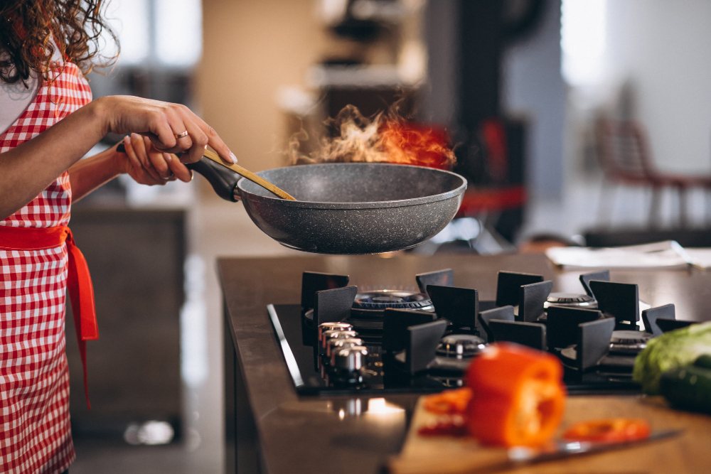 Cooking on a gas stove