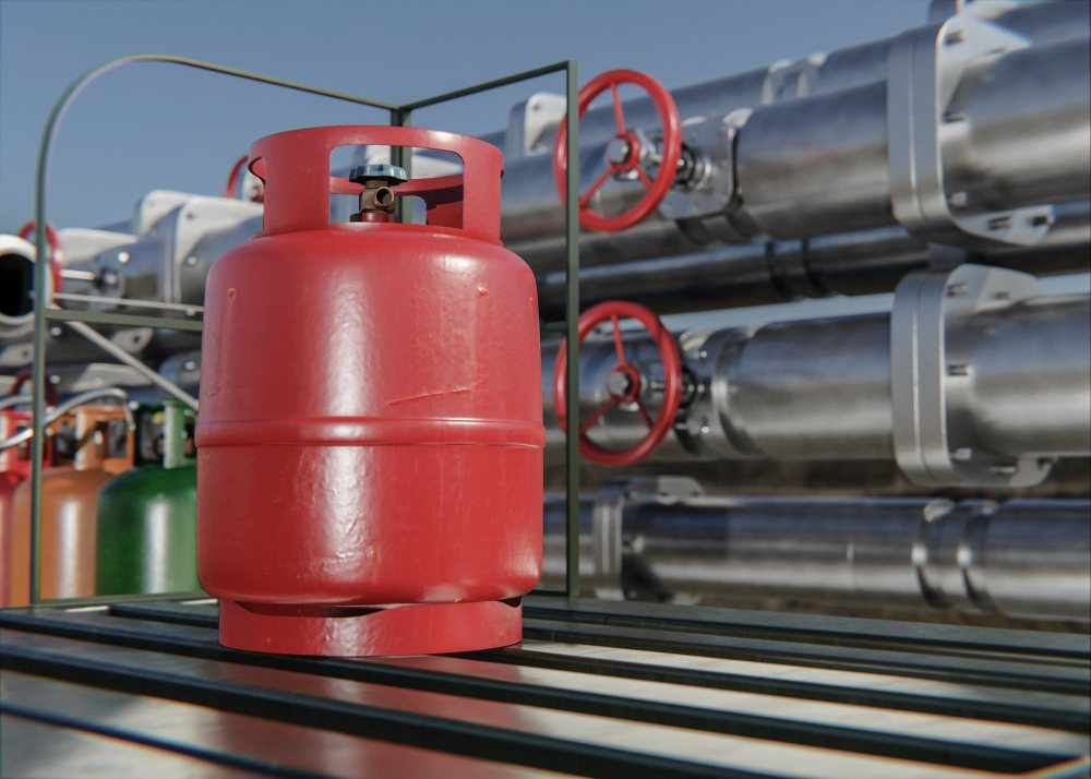 Gas cylinder at a refilling station